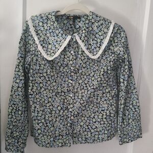 Maje Blue and Green Floral Blouse
